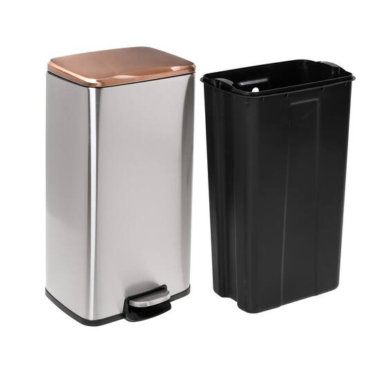 Honey Can Do Rose Gold Stainless Steel Step Trash Cans with Lid Set